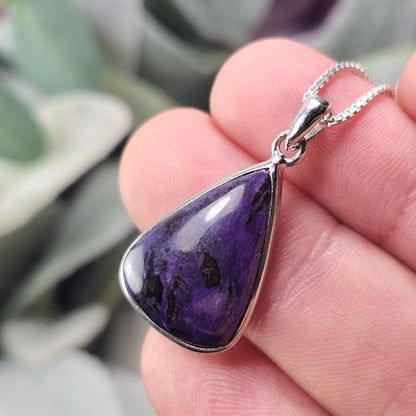 Sugilite Pendant, Sterling Silver Sugilite Necklace, Sugilite Jewelry