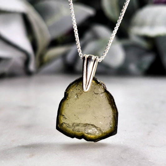 Green Tourmaline Slice Pendant, Sterling Silver Tourmaline Necklace