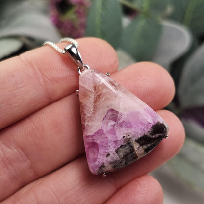 Cobaltoan Calcite Pendant, Sterling Silver Pink Cobalto Calcite Jewelry