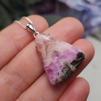 Cobaltoan Calcite Pendant, Sterling Silver Pink Cobalto Calcite Jewelry
