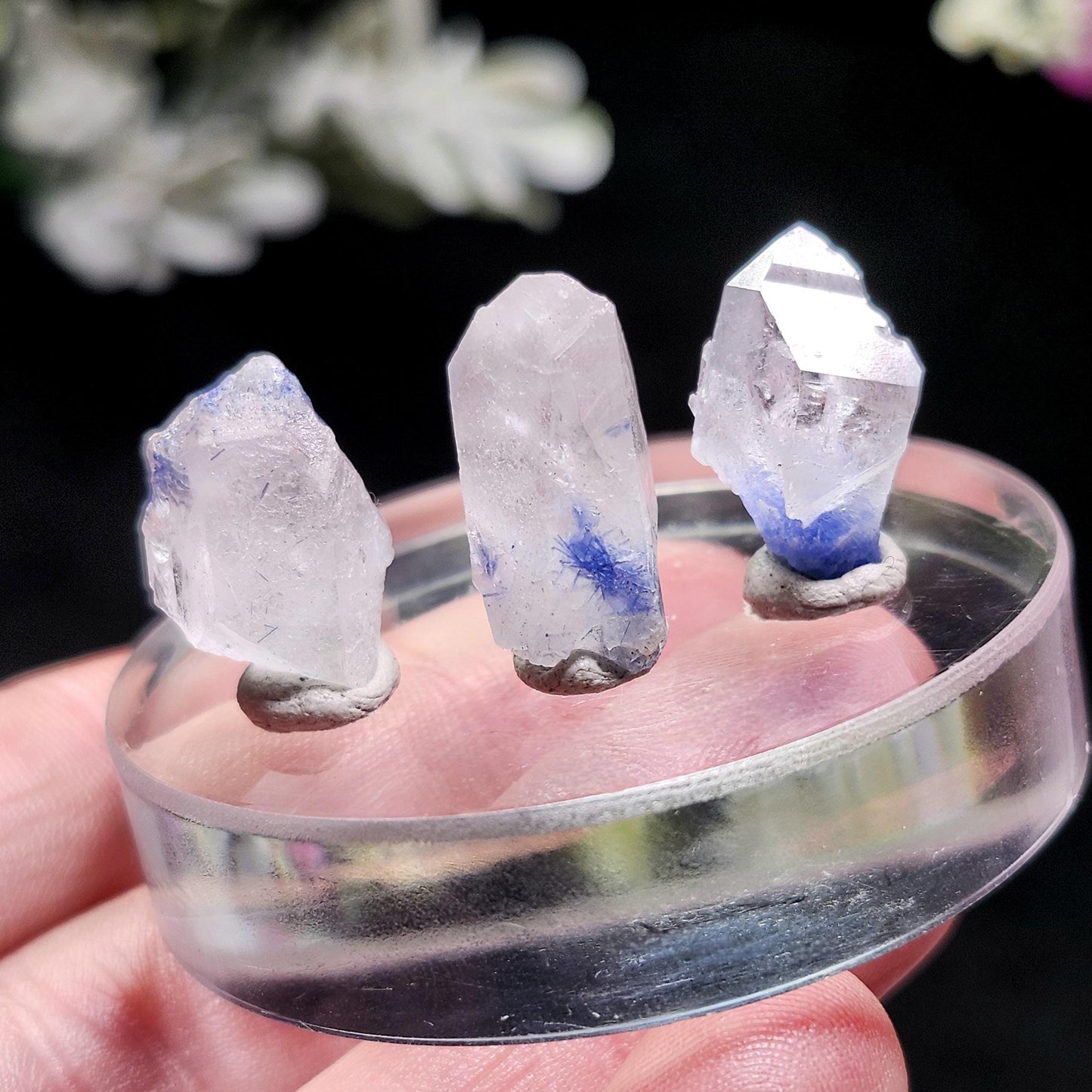 Terminated Fibrous Dumortierite Crystal, Dumortierite in Clear Quartz