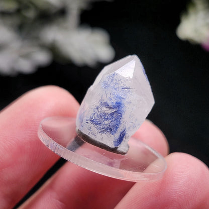 Terminated Fibrous Dumortierite Crystal, Dumortierite in Clear Quartz