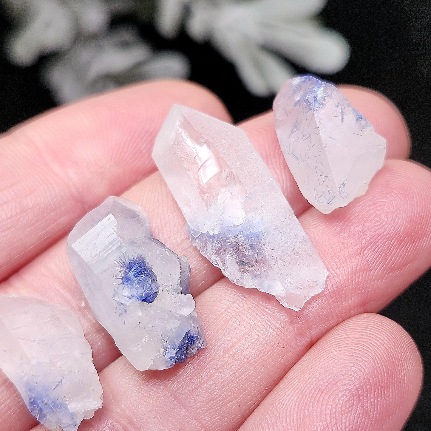Terminated Fibrous Dumortierite Crystal, Dumortierite in Clear Quartz