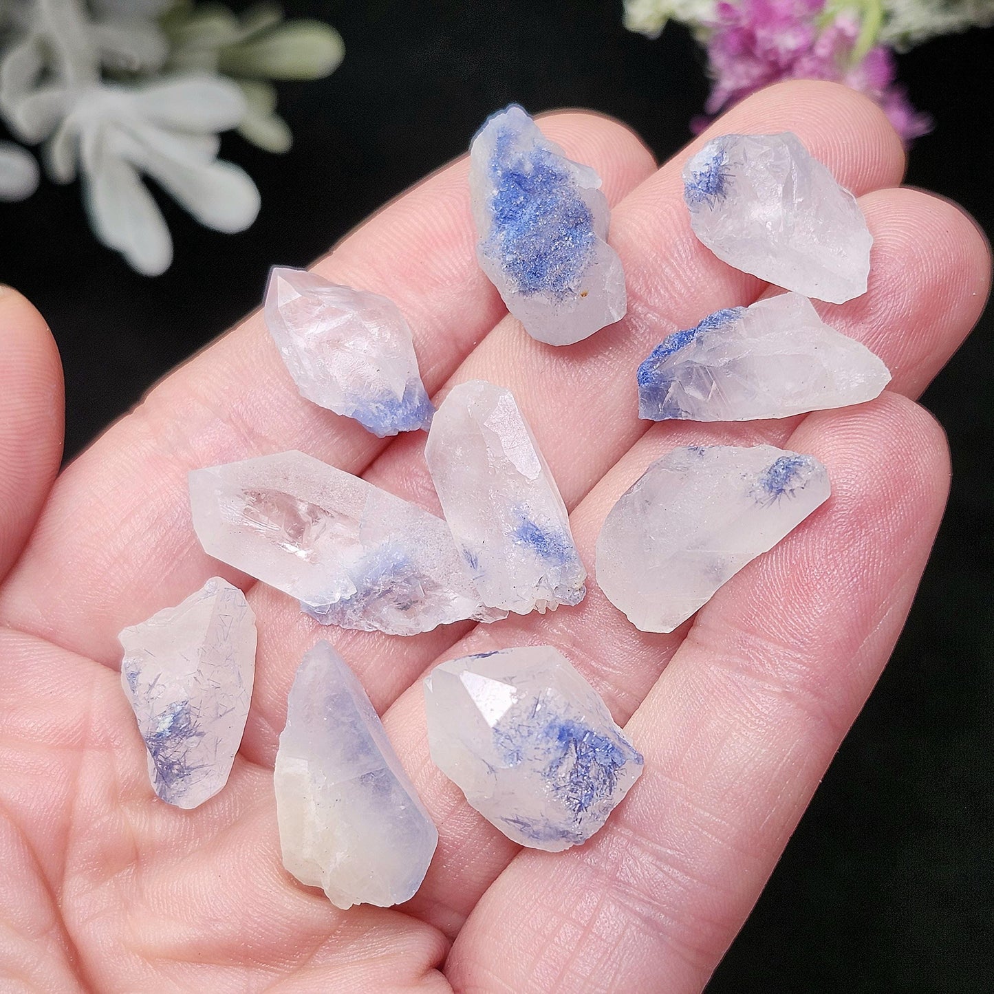 Terminated Fibrous Dumortierite Crystal, Dumortierite in Clear Quartz