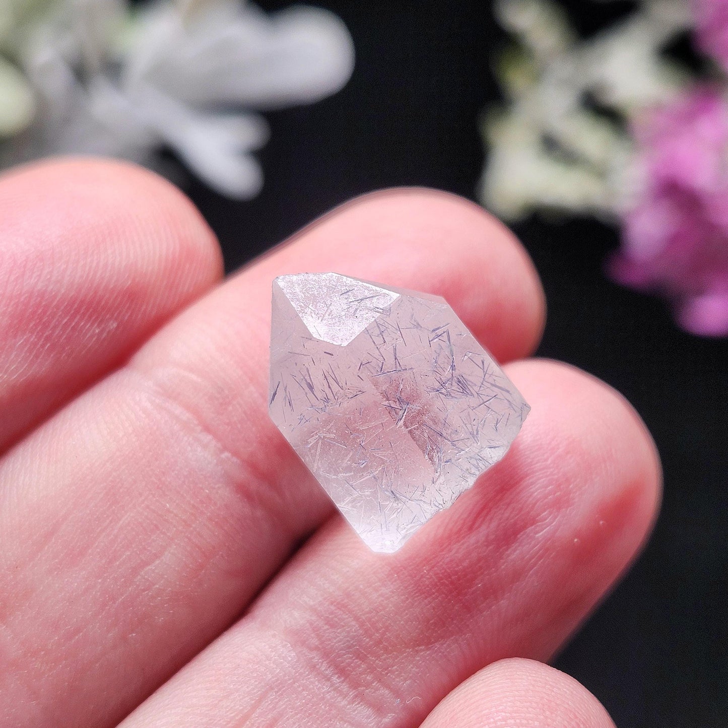 Fibrous Dumortierite Crystal, Dumortierite in Terminated Quartz