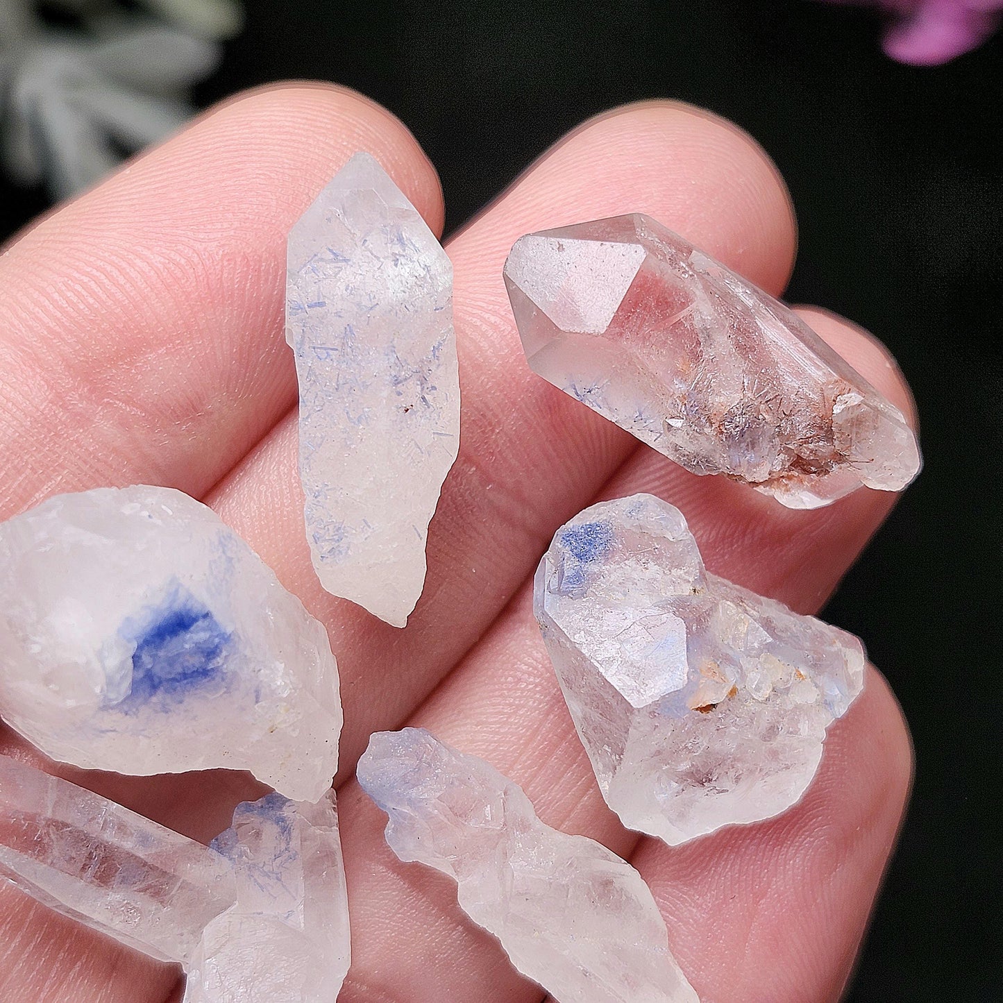 Fibrous Dumortierite Crystal, Dumortierite in Terminated Quartz