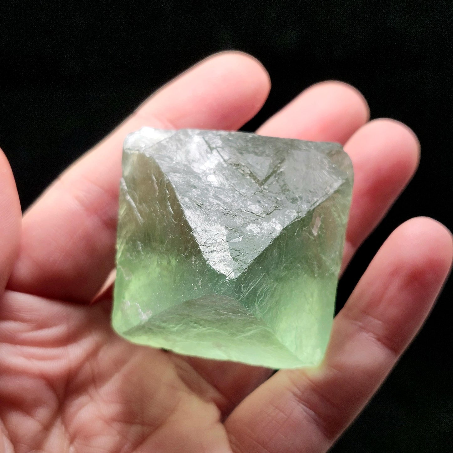 Green Fluorite Octahedron Crystal