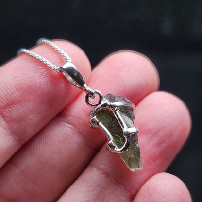 Genuine Moldavite Pendant, Sterling Silver Moldavite Necklace