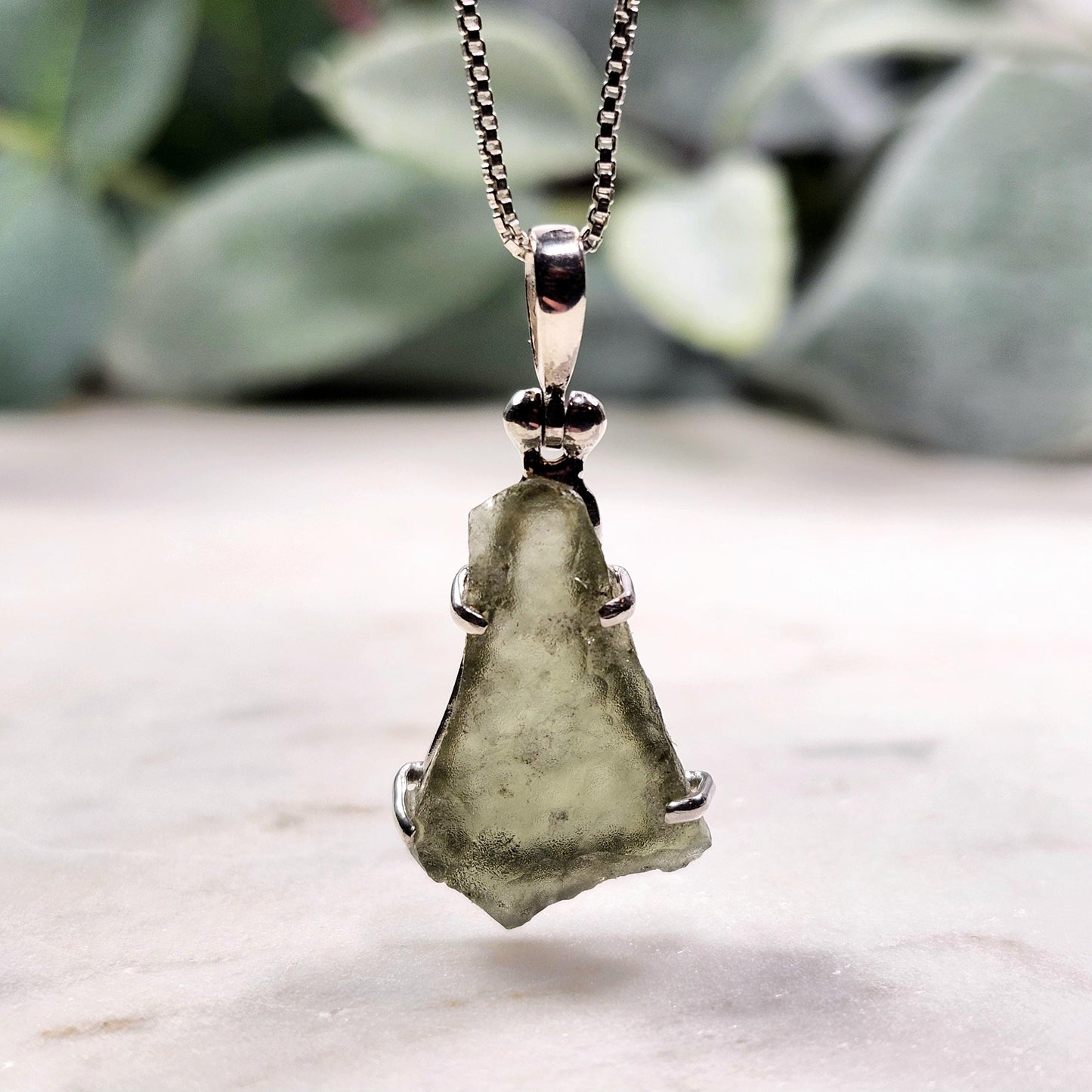 Moldavite Pendant, Authentic Sterling Silver Moldavite Necklace, Genuine Moldavite