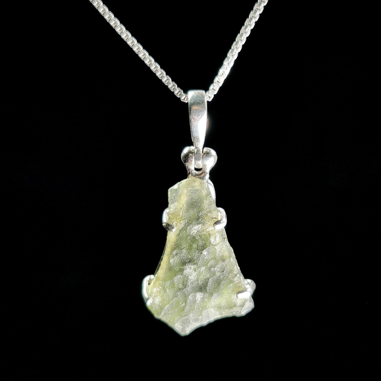 Moldavite Pendant, Authentic Sterling Silver Moldavite Necklace, Genuine Moldavite