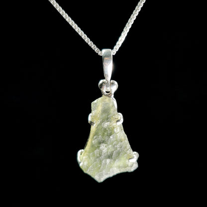 Moldavite Pendant, Authentic Sterling Silver Moldavite Necklace, Genuine Moldavite