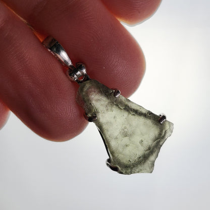 Moldavite Pendant, Authentic Sterling Silver Moldavite Necklace, Genuine Moldavite