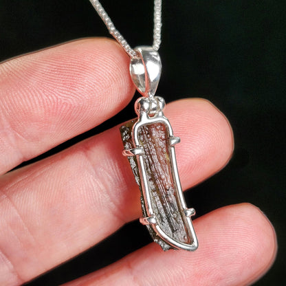 Moldavite Pendant, Authentic Sterling Silver Moldavite Tektite Necklace, Genuine Moldavite Crystal