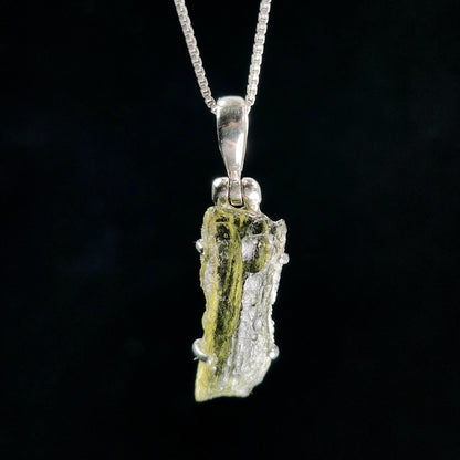 Moldavite Pendant, Authentic Sterling Silver Moldavite Tektite Necklace, Genuine Moldavite Crystal