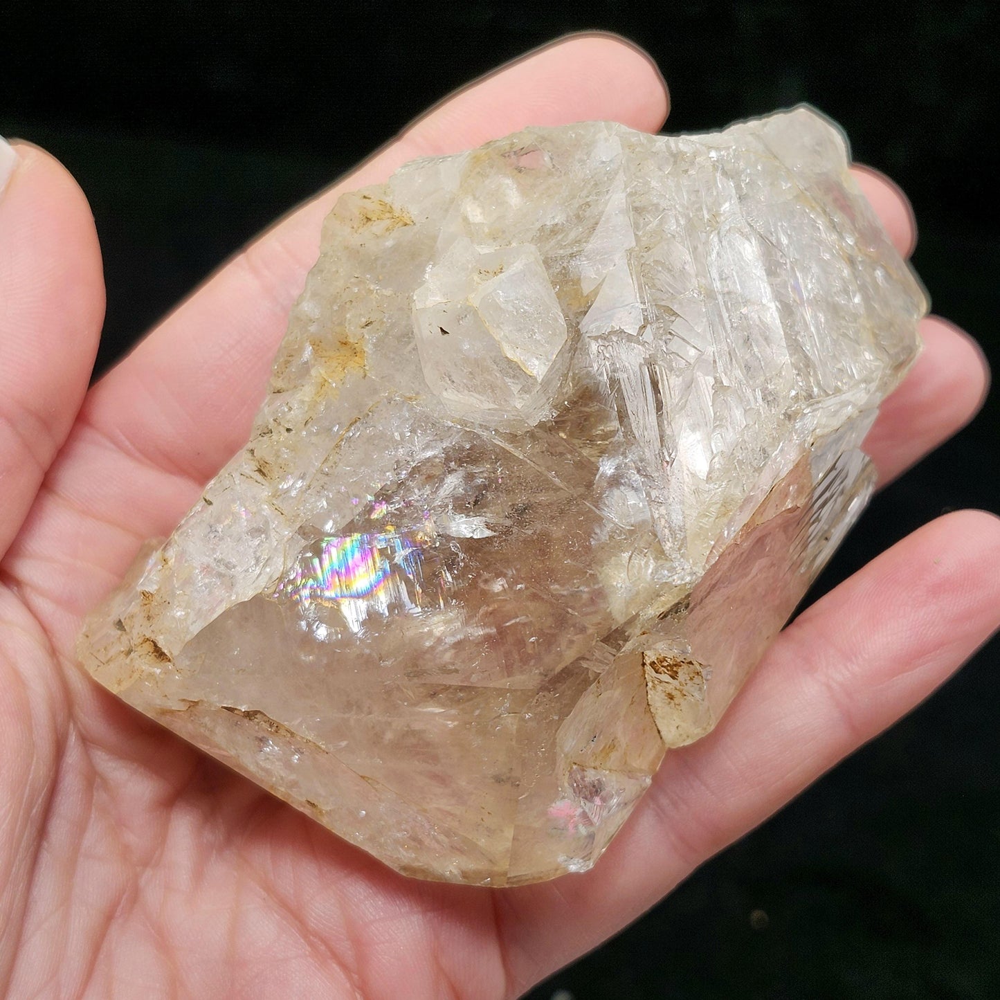 Rainbow Herkimer Diamond Quartz 247g, Skeletal Herkimer Crystal with Rainbow Inclusion
