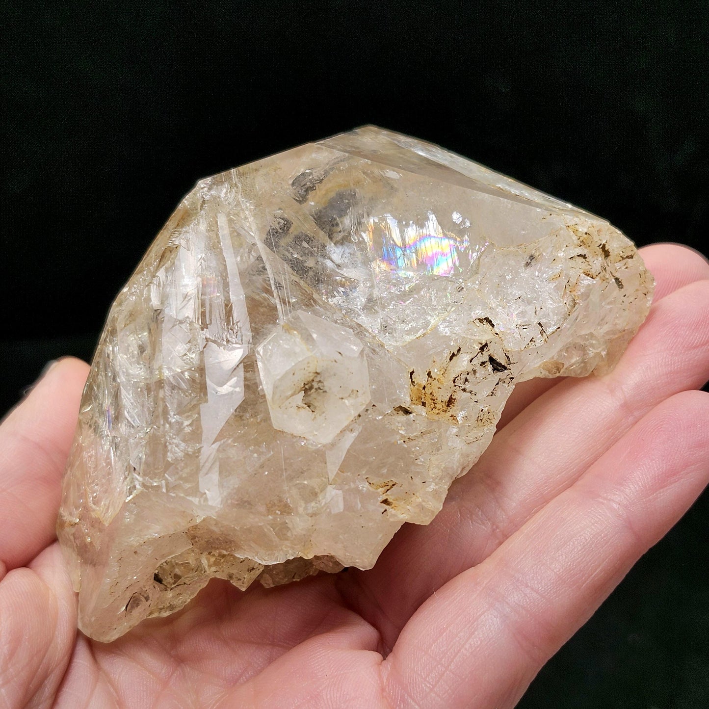 Rainbow Herkimer Diamond Quartz 247g, Skeletal Herkimer Crystal with Rainbow Inclusion