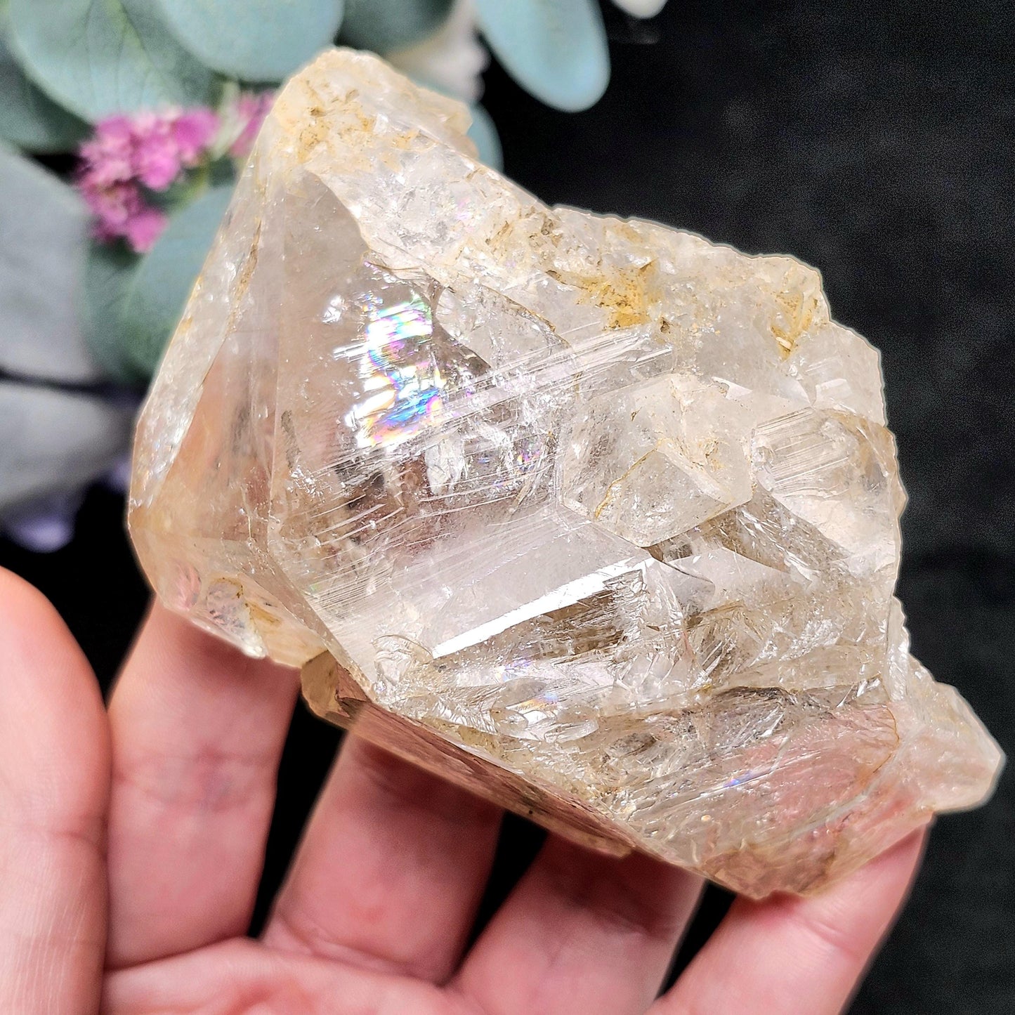 Rainbow Herkimer Diamond Quartz 247g, Skeletal Herkimer Crystal with Rainbow Inclusion