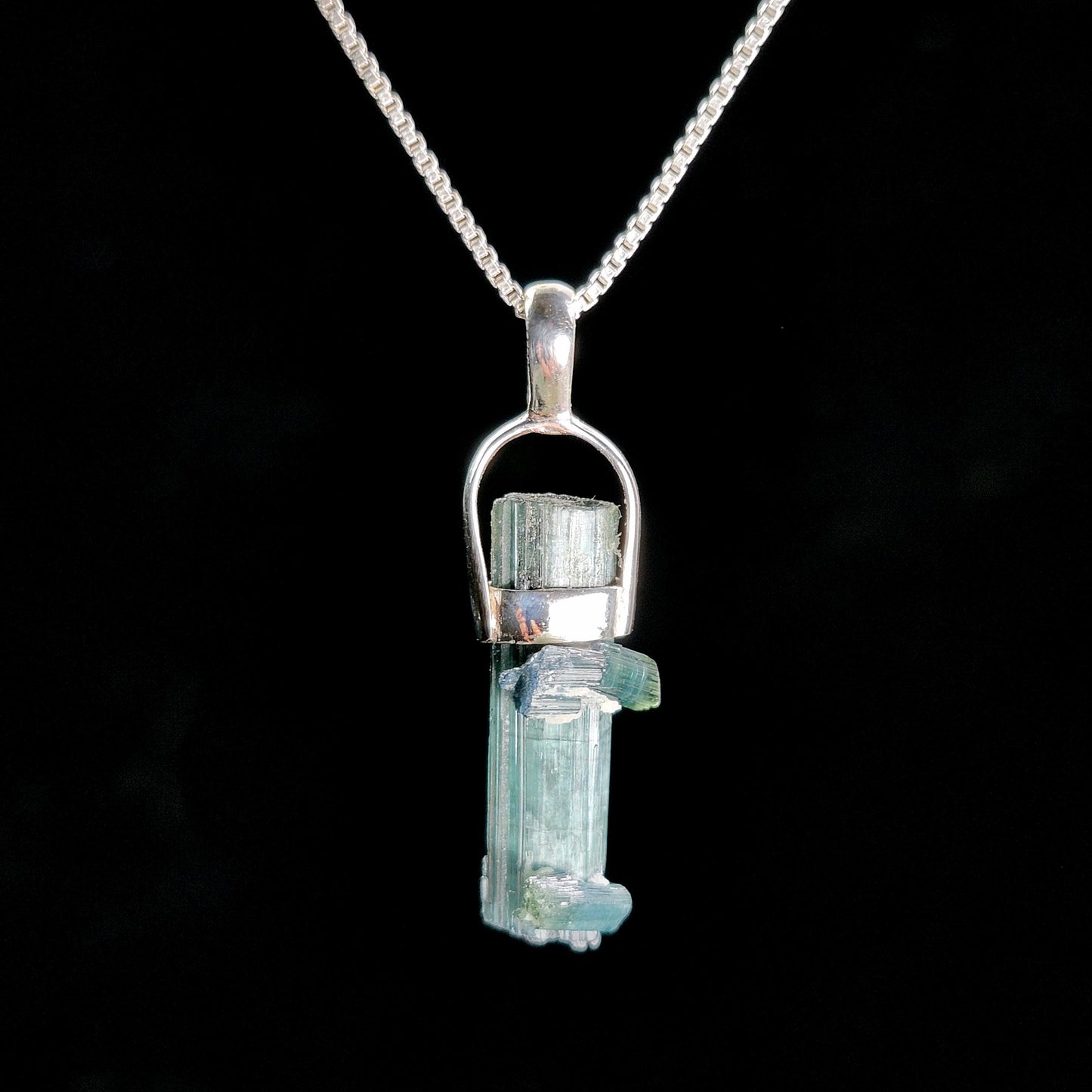 Blue Tourmaline Pendant, Sterling Silver Tourmaline Necklace