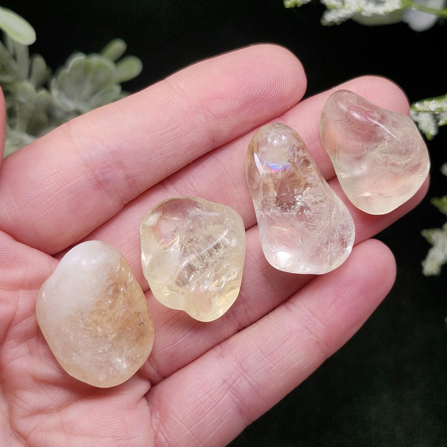 Champagne Citrine Tumbled Stone, Pale Yellow Quartz