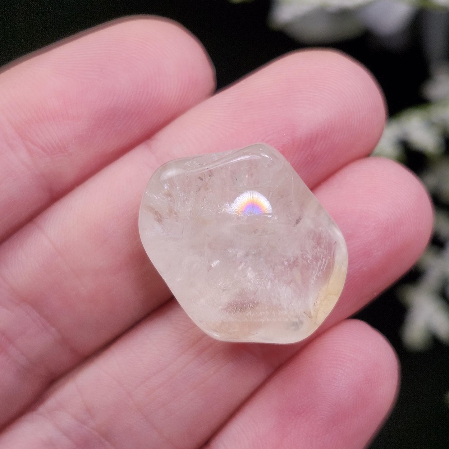 Champagne Citrine Tumbled Stone, Pale Yellow Quartz