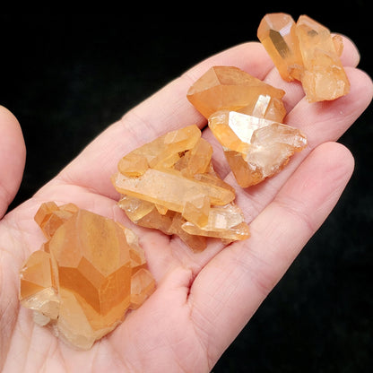 Tangerine Quartz Cluster, Natural Brazilian Hematoid Quartz Stone
