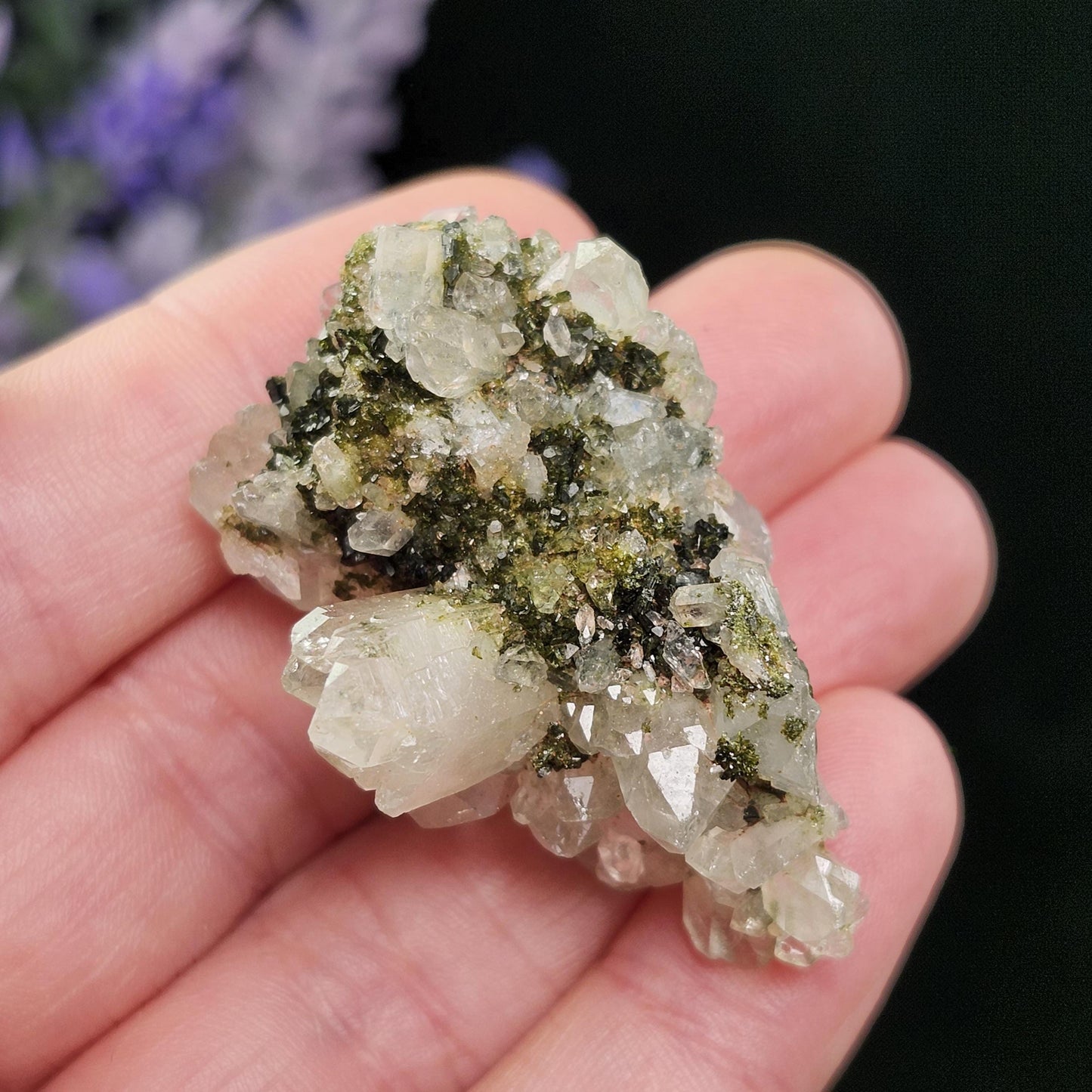 Forest Epidote, Turkish Epidote and Quartz Cluster Specimen