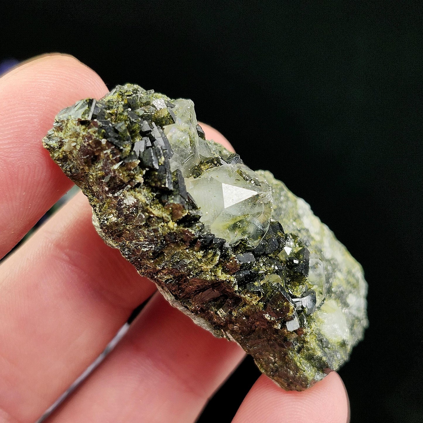 Forest Epidote, Turkish Epidote and Quartz Cluster Specimen