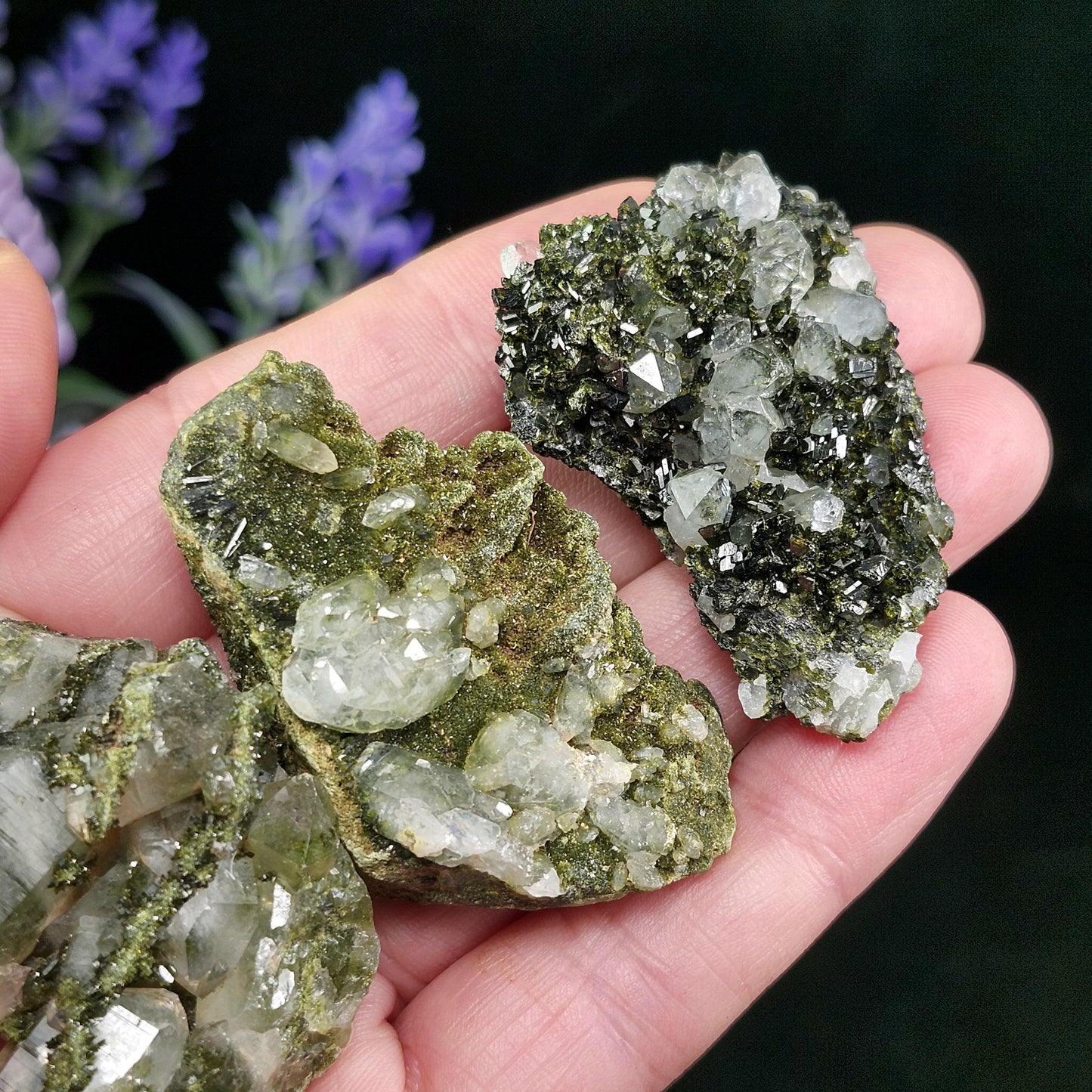 Forest Epidote, Turkish Epidote and Quartz Cluster Specimen