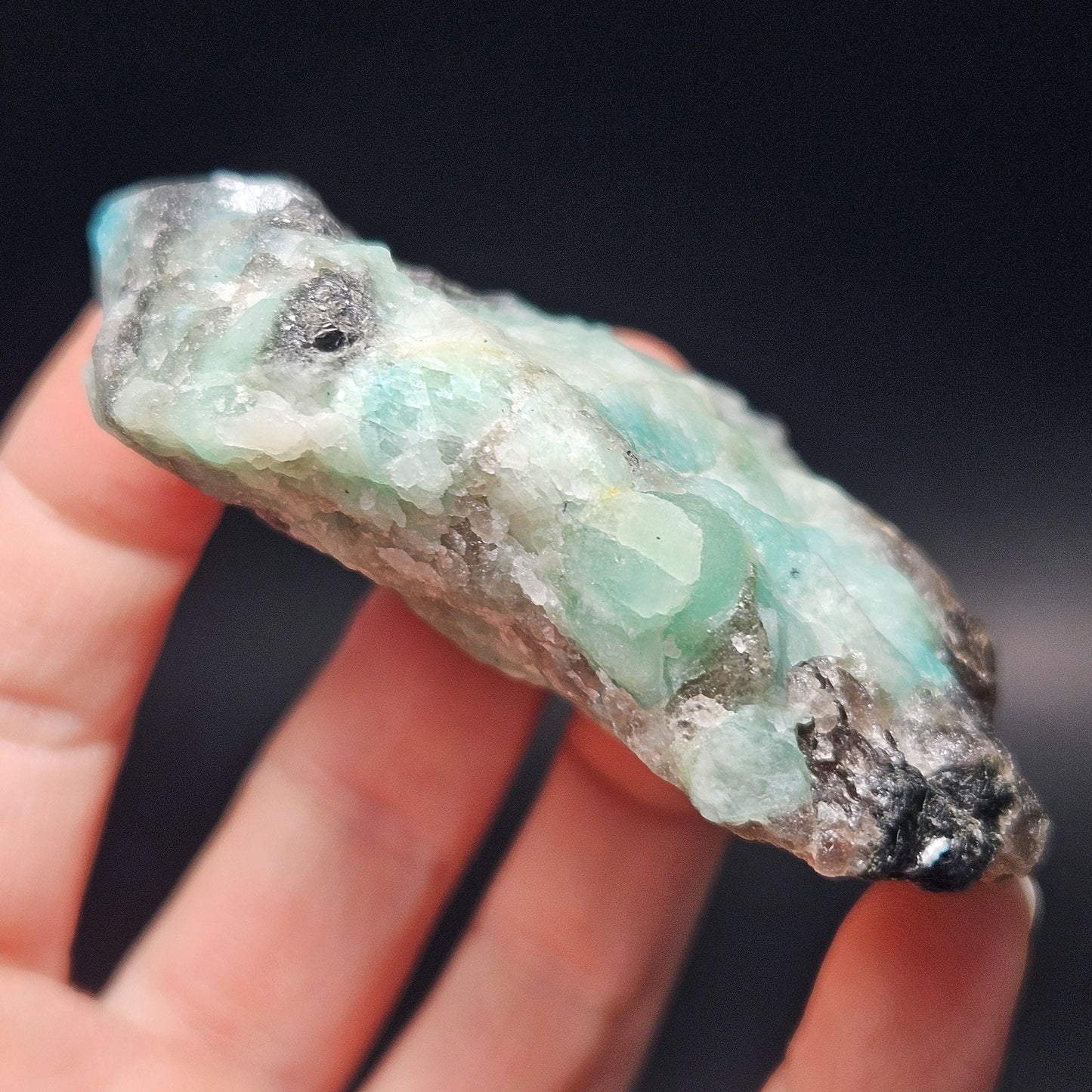 Hindu Kush Emerald, Black Tourmaline & Smoky Quartz Crystal Cluster, Raw Green Emerald from Afghanistan, 99 grams