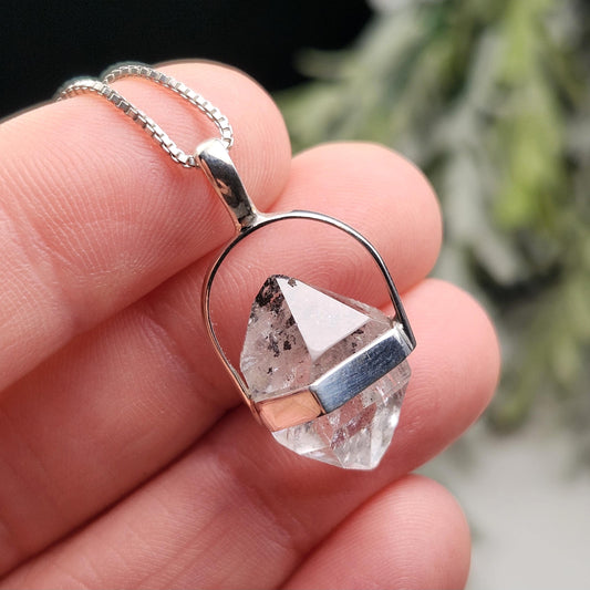 Herkimer Diamond Pendant, Sterling Silver Herkimer Diamond Necklace