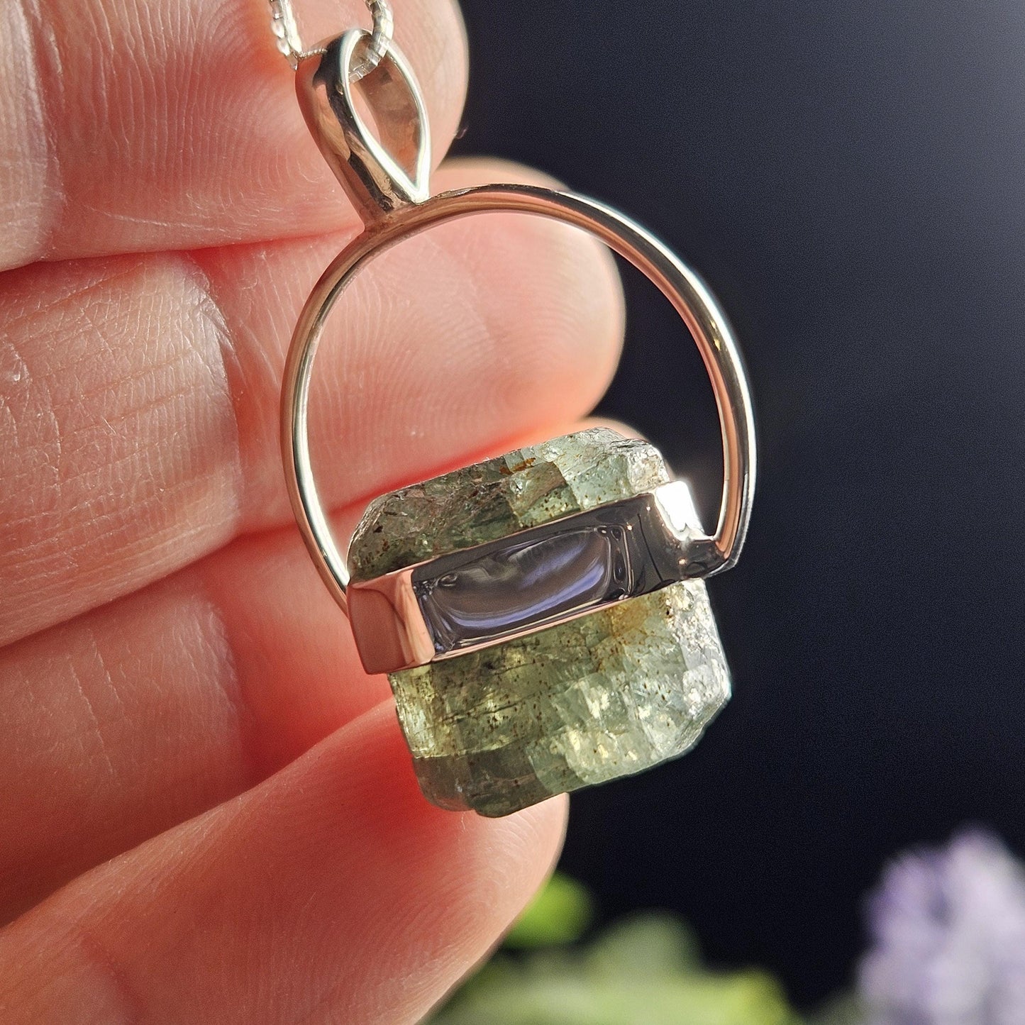 Grandidierite Crystal Pendant, Grandidierite Sterling Silver Necklace