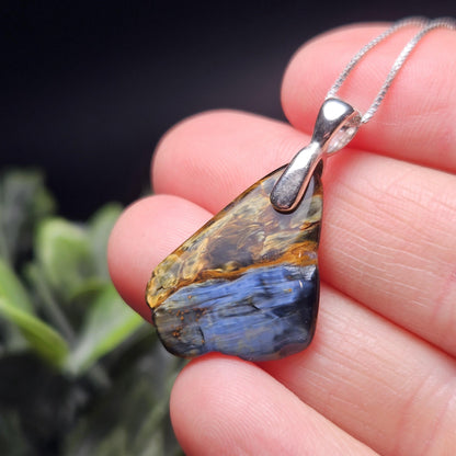 Pietersite Crystal Pendant, Namibian Pietersite Sterling Silver Necklace