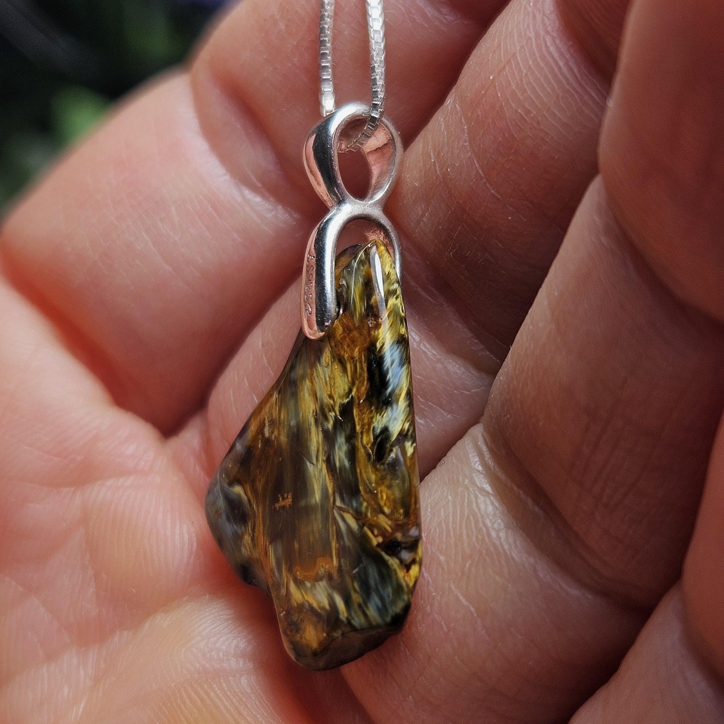 Pietersite Crystal Pendant, Namibian Pietersite Sterling Silver Necklace