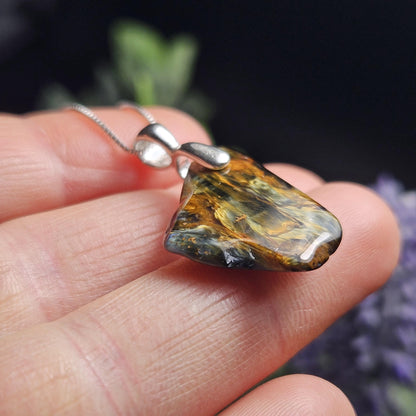 Pietersite Crystal Pendant, Namibian Pietersite Sterling Silver Necklace