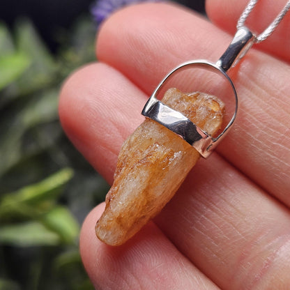 Golden Phenacite Crystal Pendant, Phenacite Sterling Silver Necklace