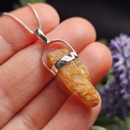 Golden Phenacite Crystal Pendant, Phenacite Sterling Silver Necklace