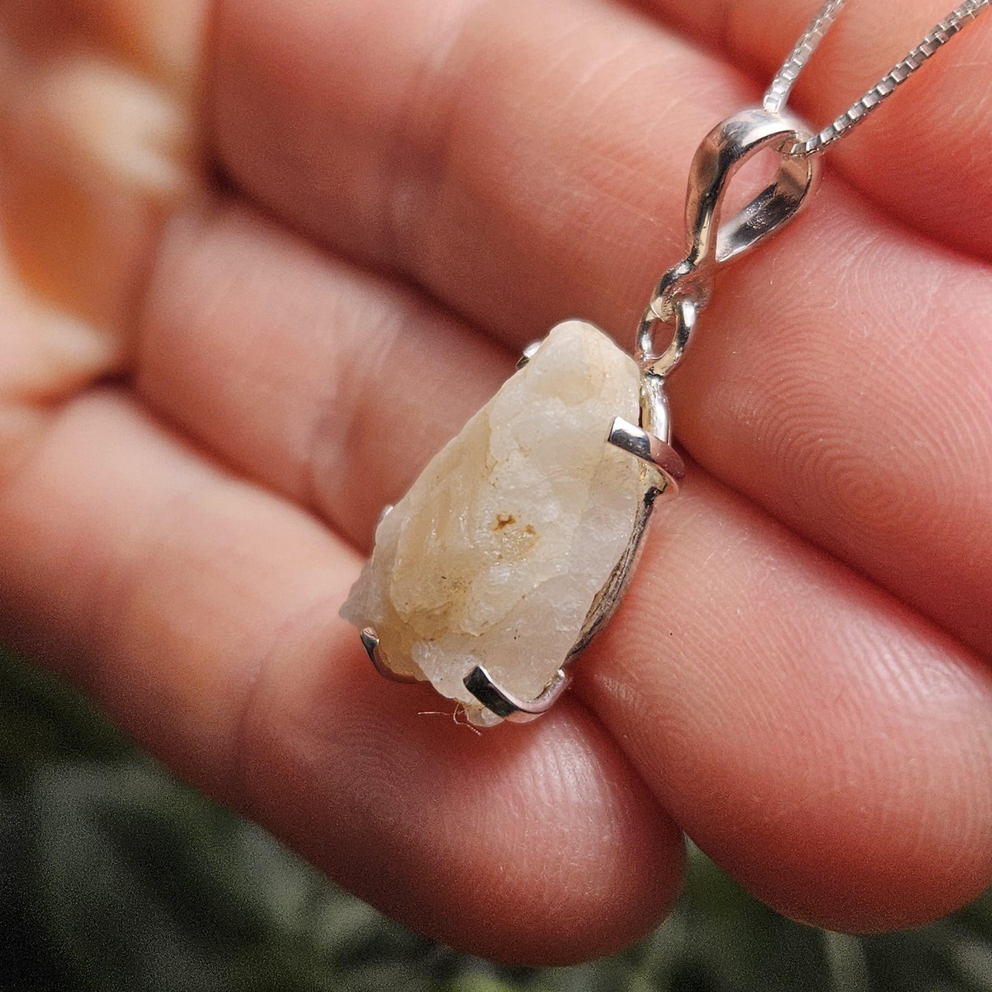 Golden Phenacite Cystal Pendant, Phenacite Sterling Silver Necklace