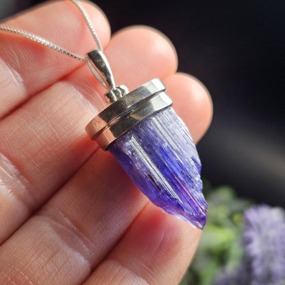 Terminated Tanzanite Crystal Pendant, Tanzanite Sterling Silver Necklace