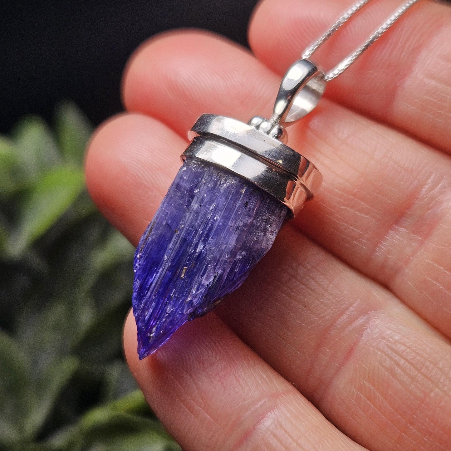 Terminated Tanzanite Crystal Pendant, Tanzanite Sterling Silver Necklace