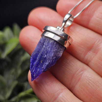 Terminated Tanzanite Crystal Pendant, Tanzanite Sterling Silver Necklace