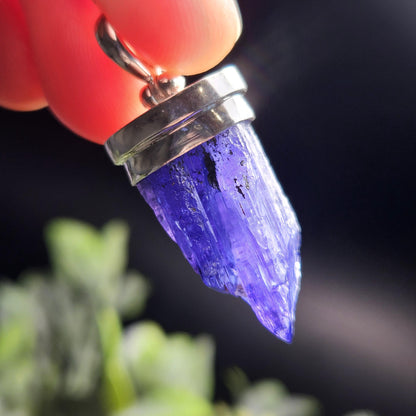 Terminated Tanzanite Crystal Pendant, Tanzanite Sterling Silver Necklace