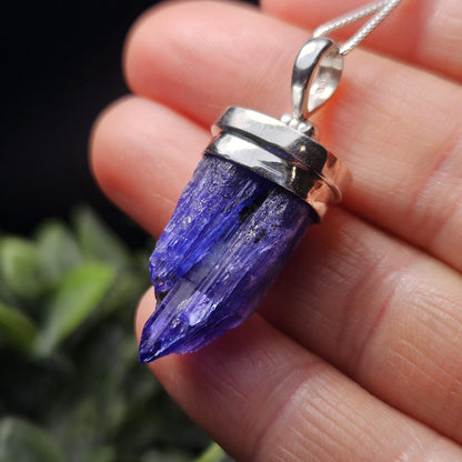 Terminated Tanzanite Crystal Pendant, Tanzanite Sterling Silver Necklace