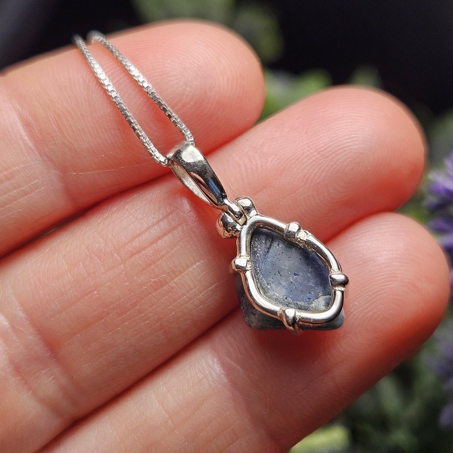 Benitoite Crystal Pendant, Blue Benitoite Sterling Silver Necklace