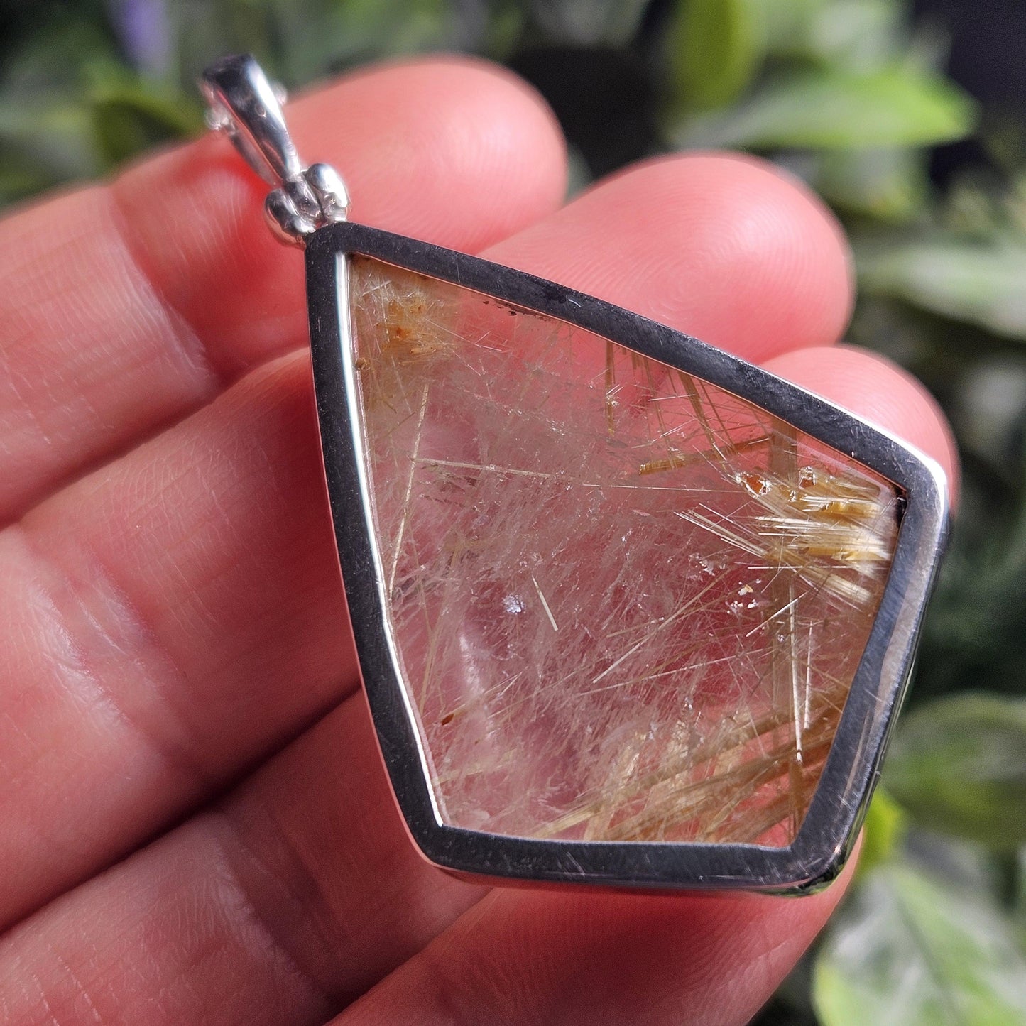 Rutilated Quartz Crystal Pendant, Rutilated Quartz Sterling Silver Necklace