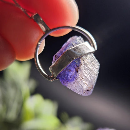 Bicolor Tanzanite Crystal Pendant, Bicolor Tanzanite Sterling Silver Necklace