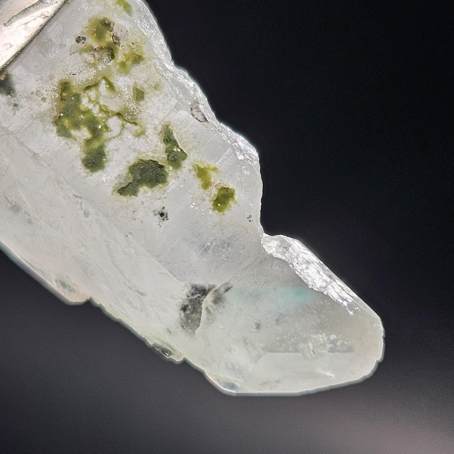Ajoite Phantom in Quartz Crystal Pendant, Ajoite Sterling Silver Necklace