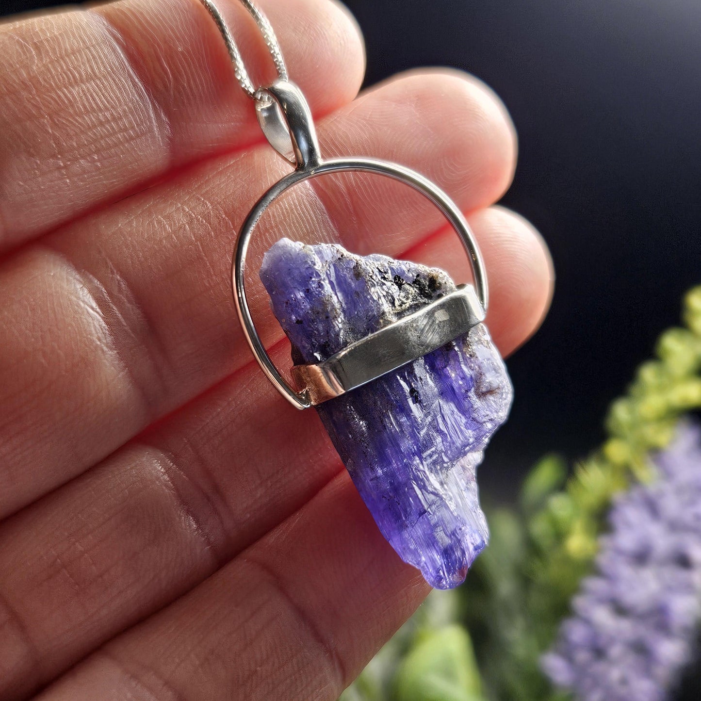 Tanzanite Crystal Pendant, Tanzanite Sterling Silver Pendant