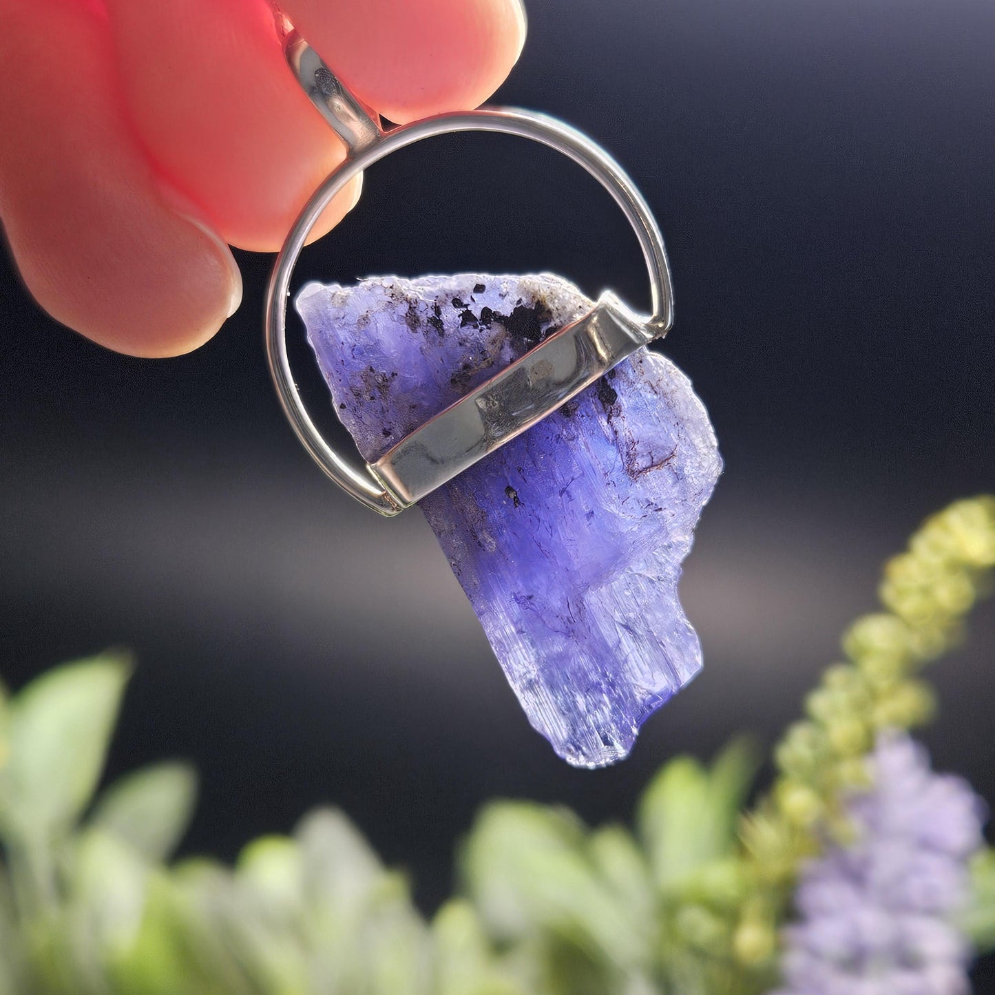 Tanzanite Crystal Pendant, Tanzanite Sterling Silver Pendant