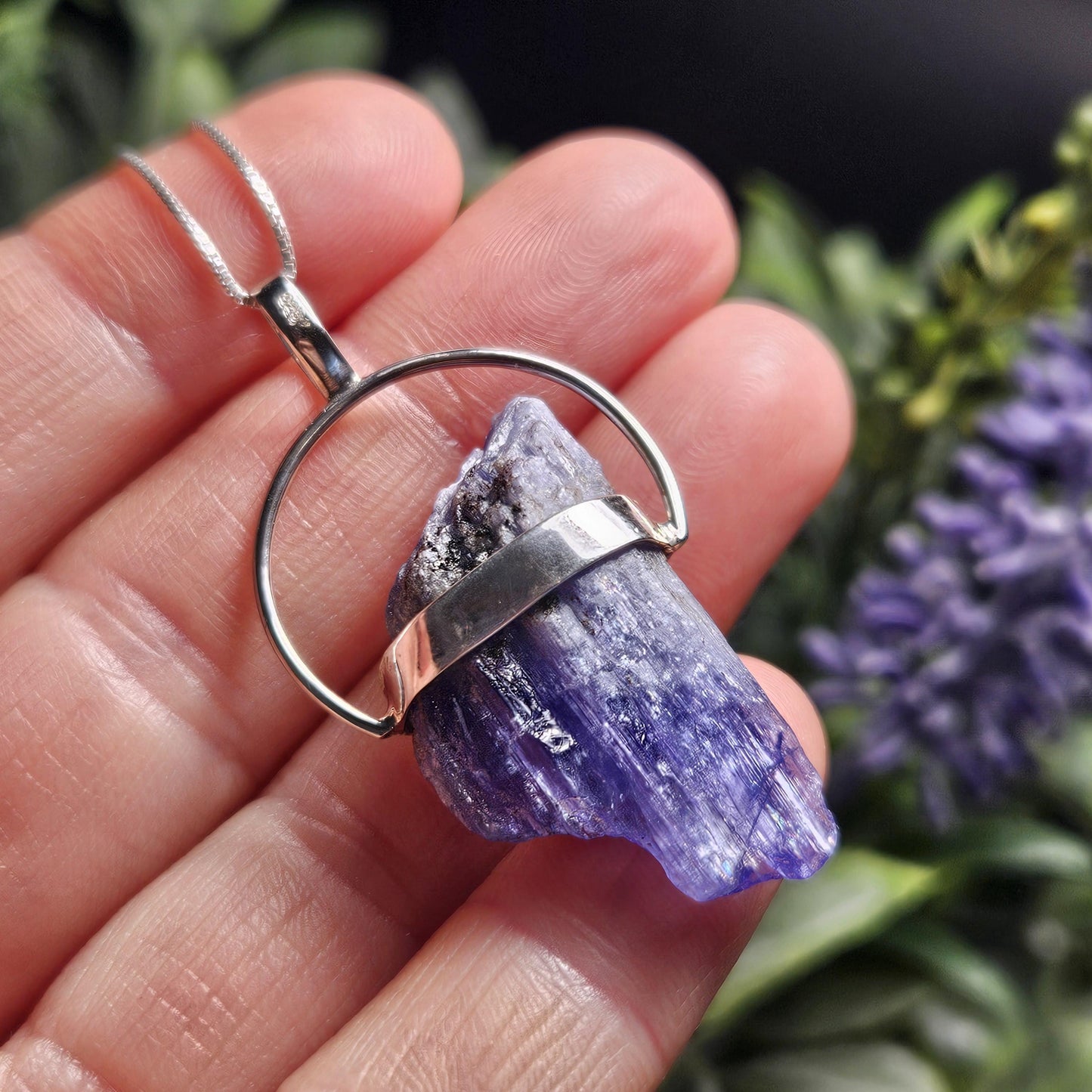 Tanzanite Crystal Pendant, Tanzanite Sterling Silver Pendant