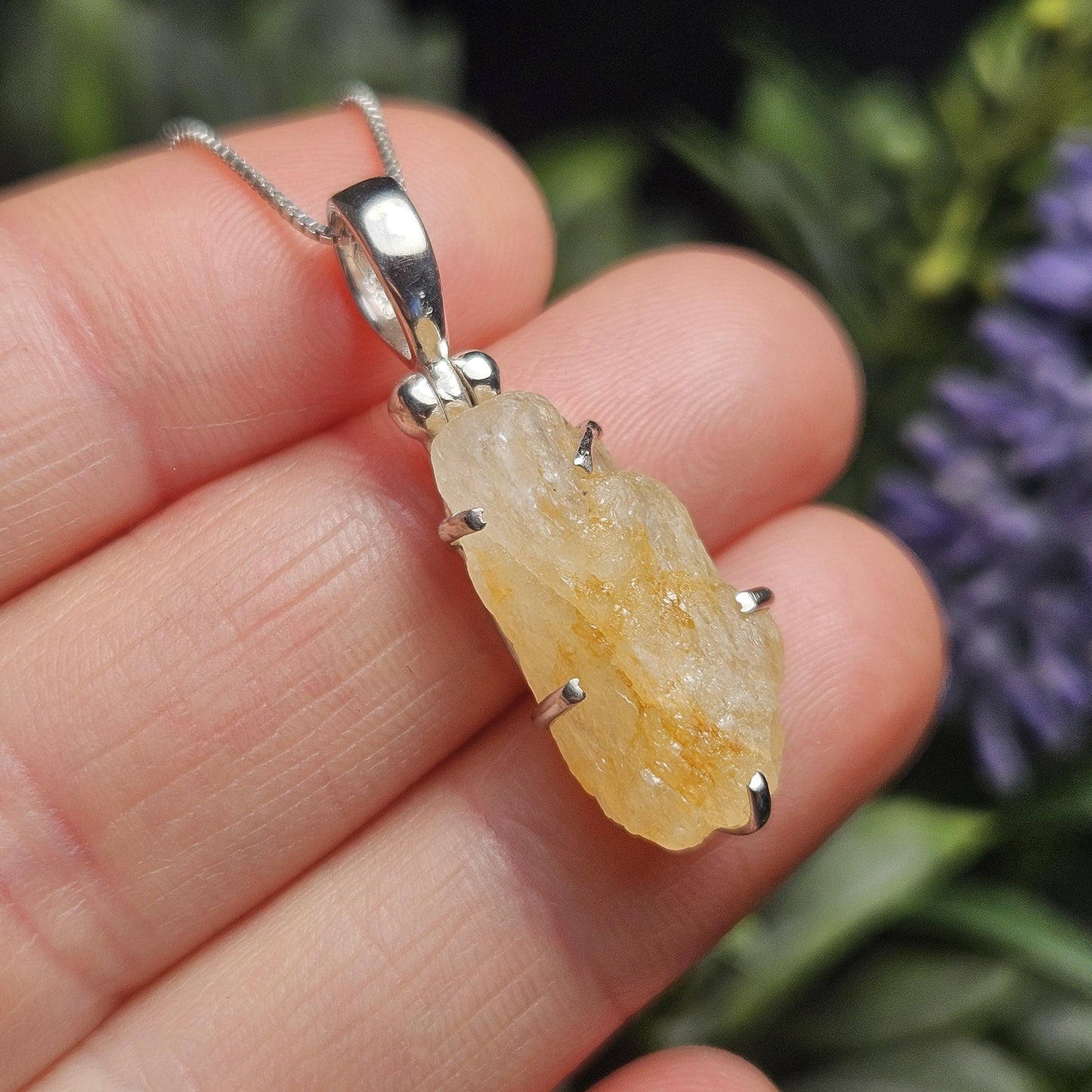 Golden Phenacite Crystal Pendant, Golden Phenacite Sterling Silver Necklace